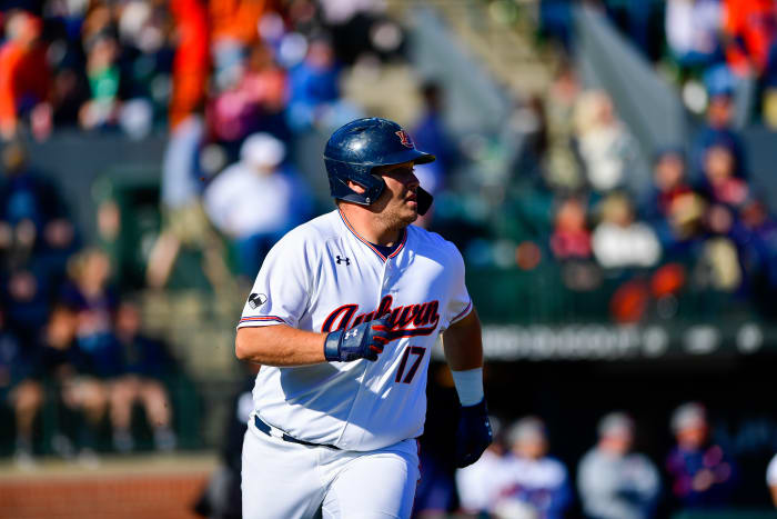 Sonny DiChiara hits a home run against Vanderbilt.